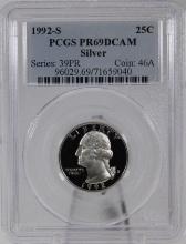 1992-S Washington Quarter Silver in PCGS PR69DCAM holder