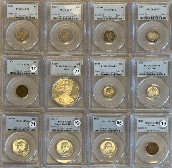 GRADED COINS, KEY DATES, CURRENCY & MORE