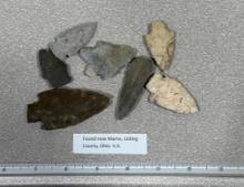 Arrowheads and Artifacts -  7 Points found in Marne area Licking Co. Oh Largest 2 3/4"