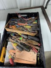 Assorted Hand Tools Set with Screwdrivers, Pliers, Leather Holder