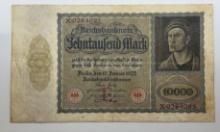 1922 Germany 10,000 Mark Banknote, Reichsbanknote