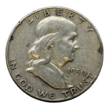 1950 Franklin Half Dollar, 90% Silver Coin
