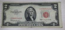 1953C Red Seal $2.00 Banknote STAR NOTE