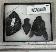 Arrowheads and Artifacts - Frame of 3 artifacts from Hocking Co OH largest 3"