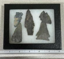 Arrowheads and Artifacts - Frame 5 arrowheads from Fairfield Co Oh largest 2 1/2", Meadowood
