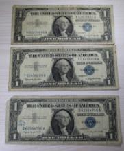 3- 1957 Silver Certificates, 1957, 1957A, 1957B, sells times the money