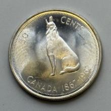 1967 Canada Centennial Half Dollar, Commemorative Silver Coin, Queen Elizabeth II, PROOF LIKE