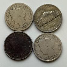 3 Liberty V Nickels and 1- 35% silver war nickel