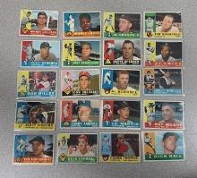1960 Topps Baseball lot of 20 some high #s cards are crease free