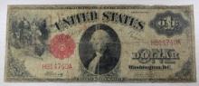 1917 $1 United States Note, Red Seal, Washington Portrait, Large Size