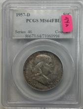 1957-D Franklin Half Dollar Coin, MS64 FBL, PCGS Certified