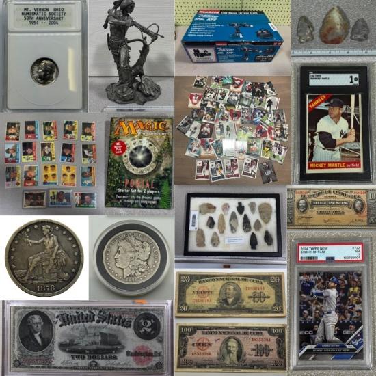 Coins, Sports, Artifacts, Tools and more