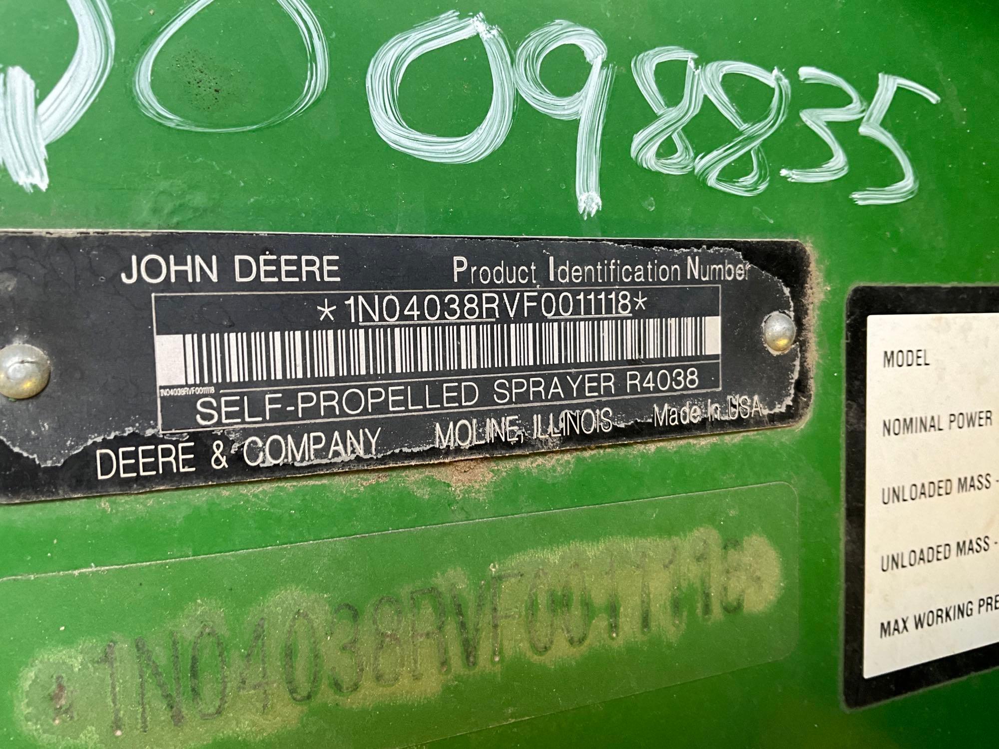 2016 John Deere R4038 Self Propelled Sprayer