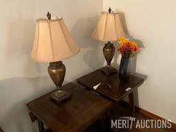 (2) End Tables with Lamps and Vase Decor