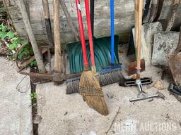 Assorted Long Handled Tools and Crutches