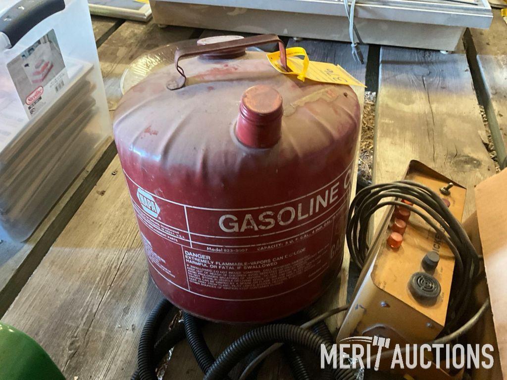 Vintage monitor for planter, gas can