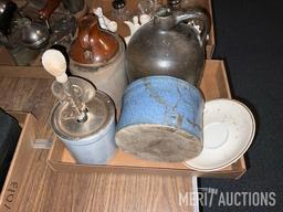 Flat of various stoneware jugs and beater jar