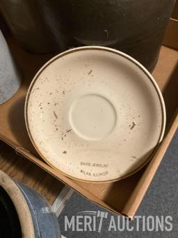 Flat of various stoneware jugs and beater jar