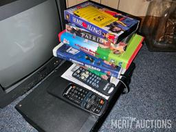 Small Sanyo TV with Phillips VHS player with tapes