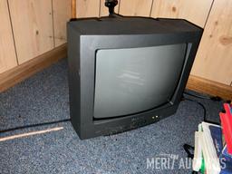 Small Sanyo TV with Phillips VHS player with tapes