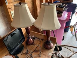 Coby 10.2 in. TV and various lamps as pictured
