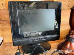 Coby 10.2 in. TV and various lamps as pictured