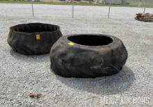 Set of (2) Turned Tire Feeders