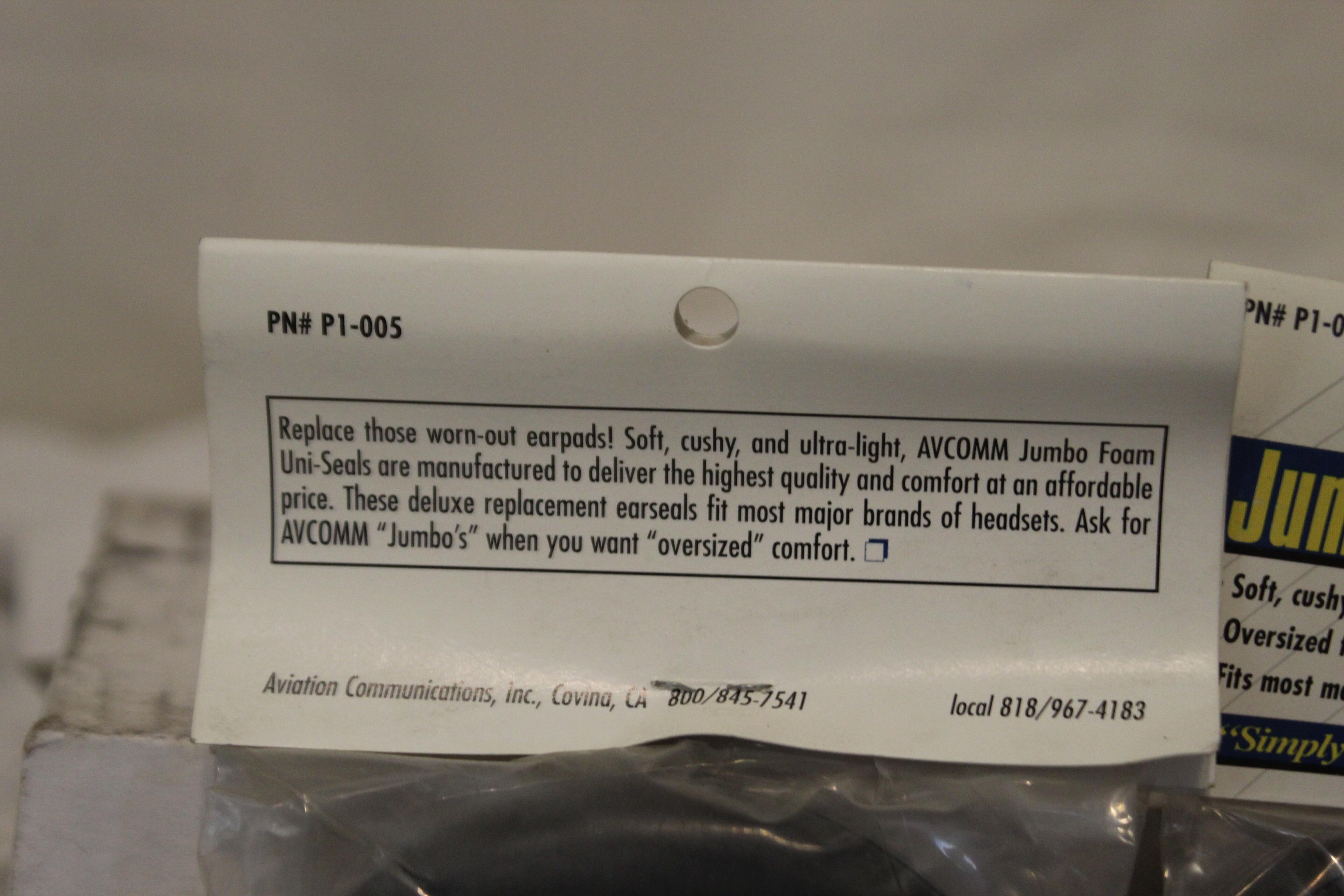 Avcomm Jumbo Foam Uni -seal Set Of 2 Pn P1-005