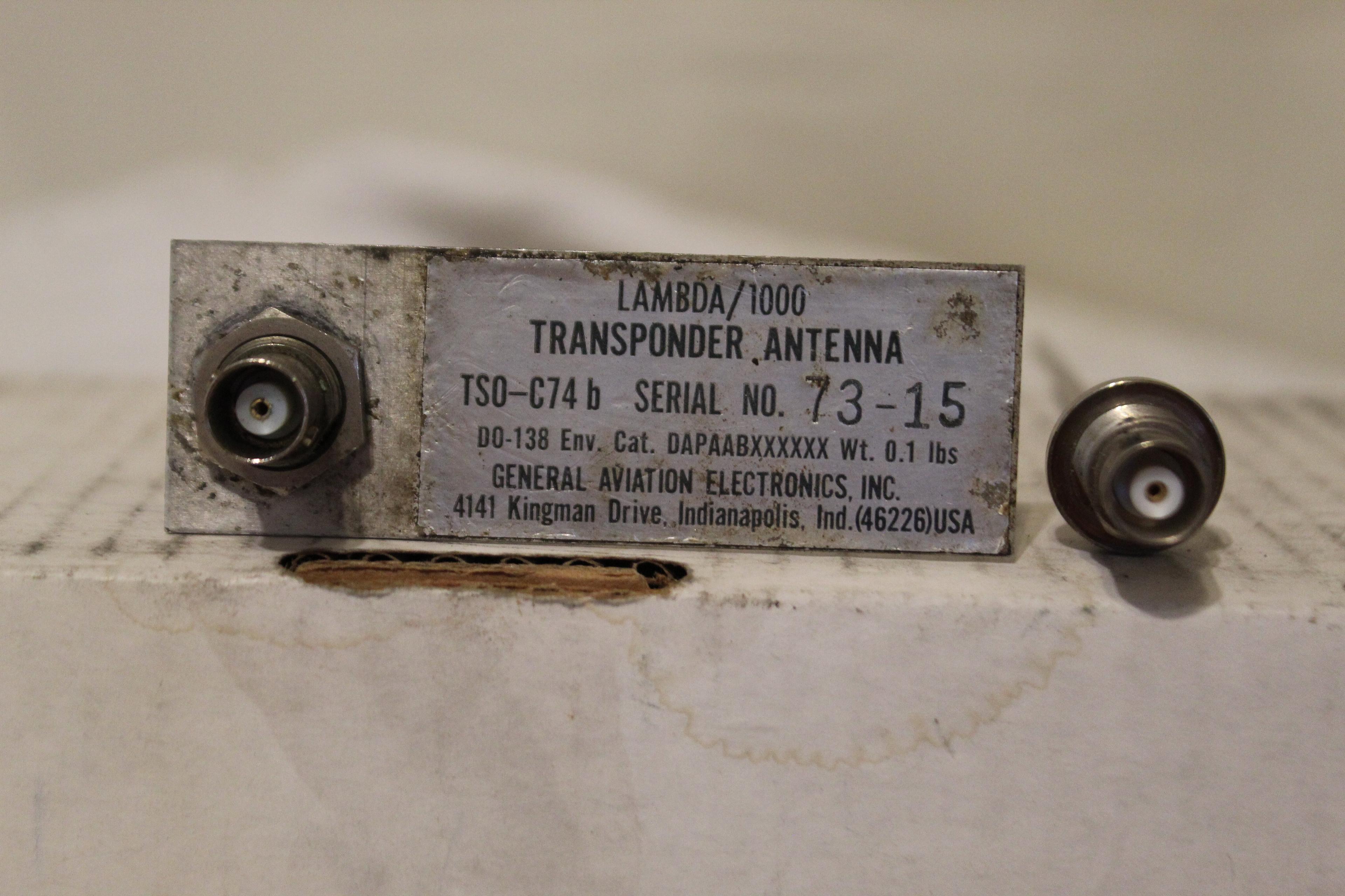 General Aviation Lambda/1000 Transponder Antenna Tso-c74 B