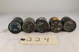 LOT OF 5 VARIOUS AVIATION GAUGES