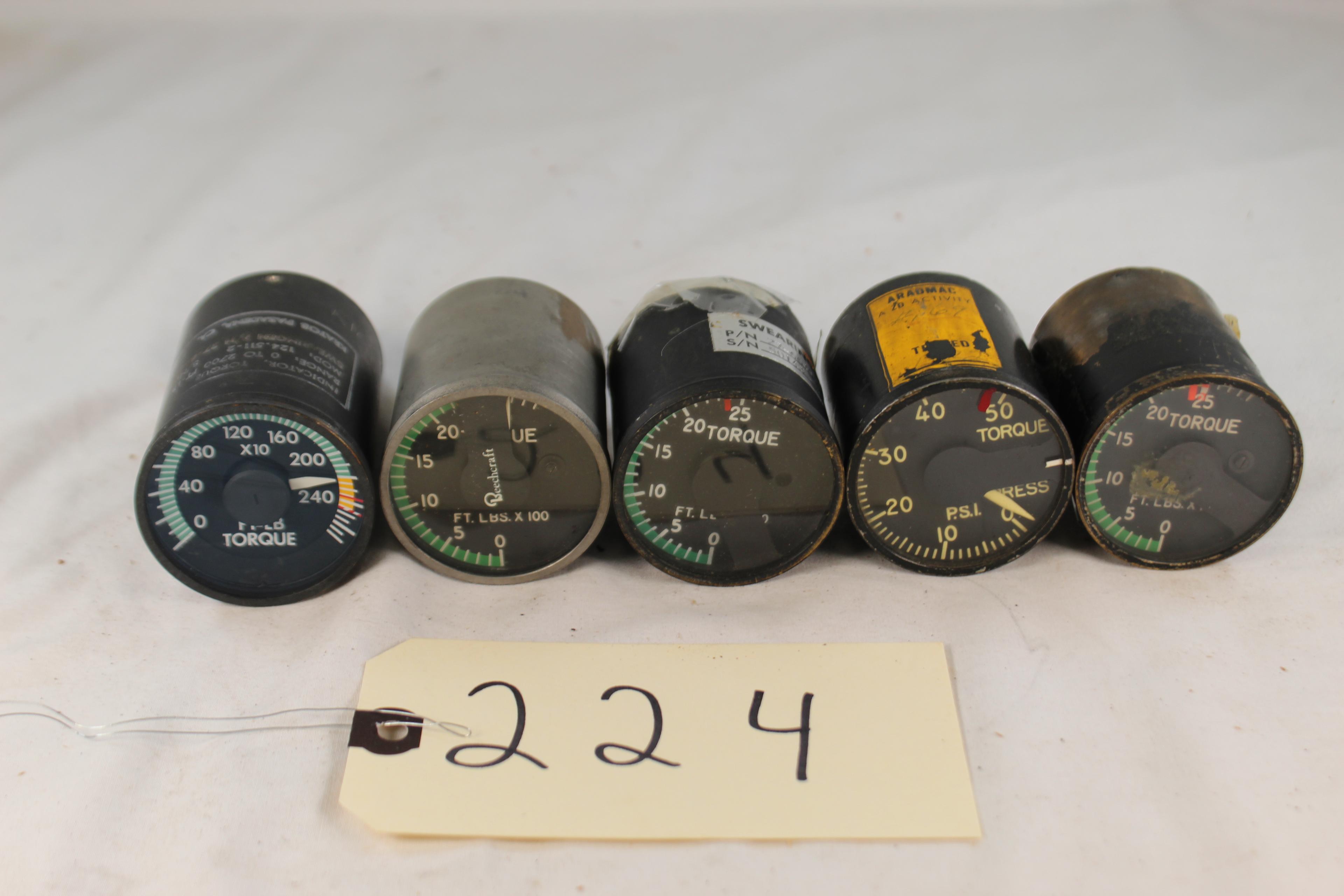 LOT OF 5 VARIOUS AVIATION GAUGES