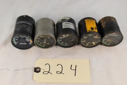 LOT OF 5 VARIOUS AVIATION GAUGES