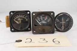 LOT OF 3 AIRVRAFT AMPERES GAUGES