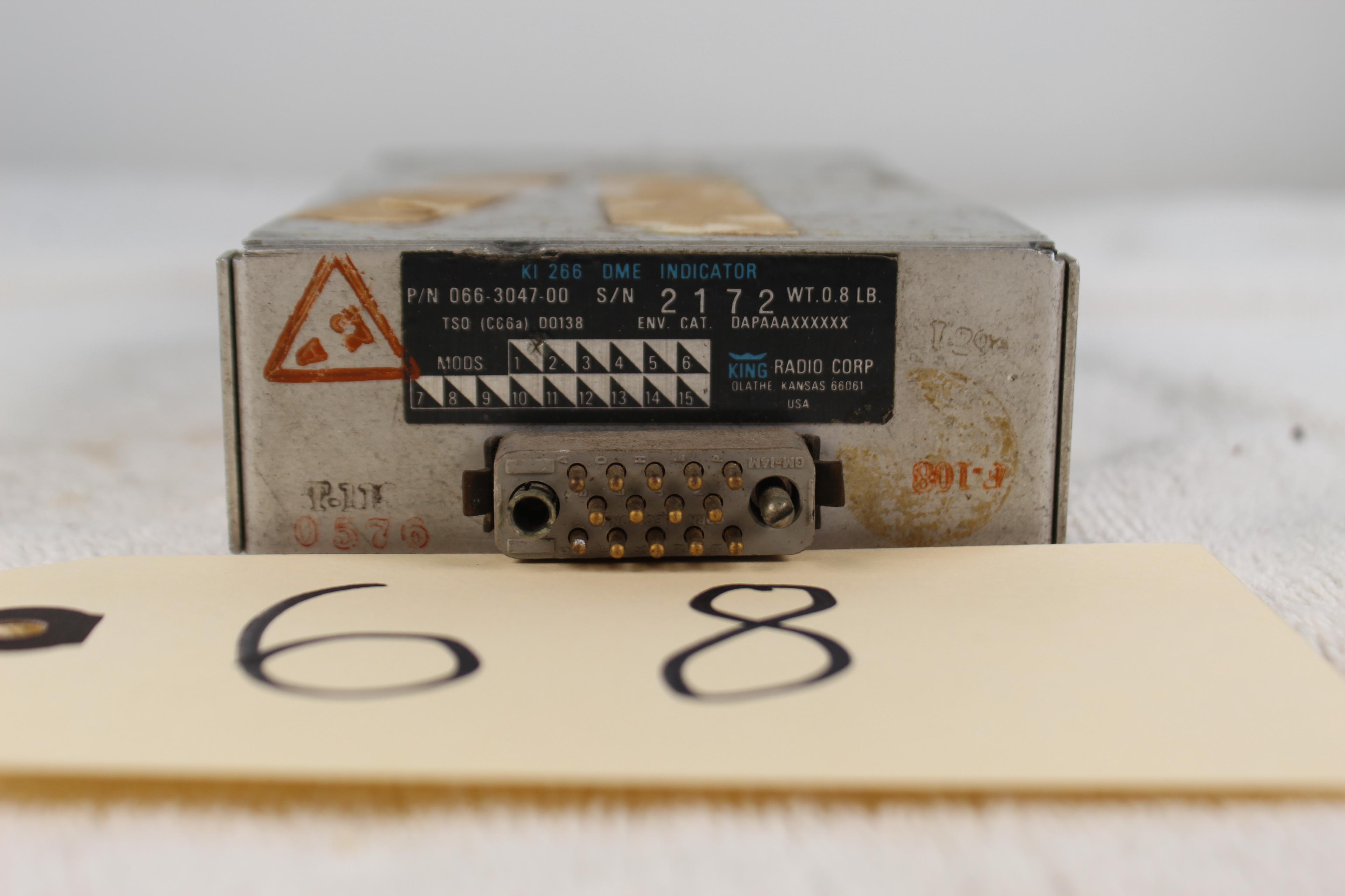 BENDIX KING KI 266 DME INDICATOR P/N 066-3047-00