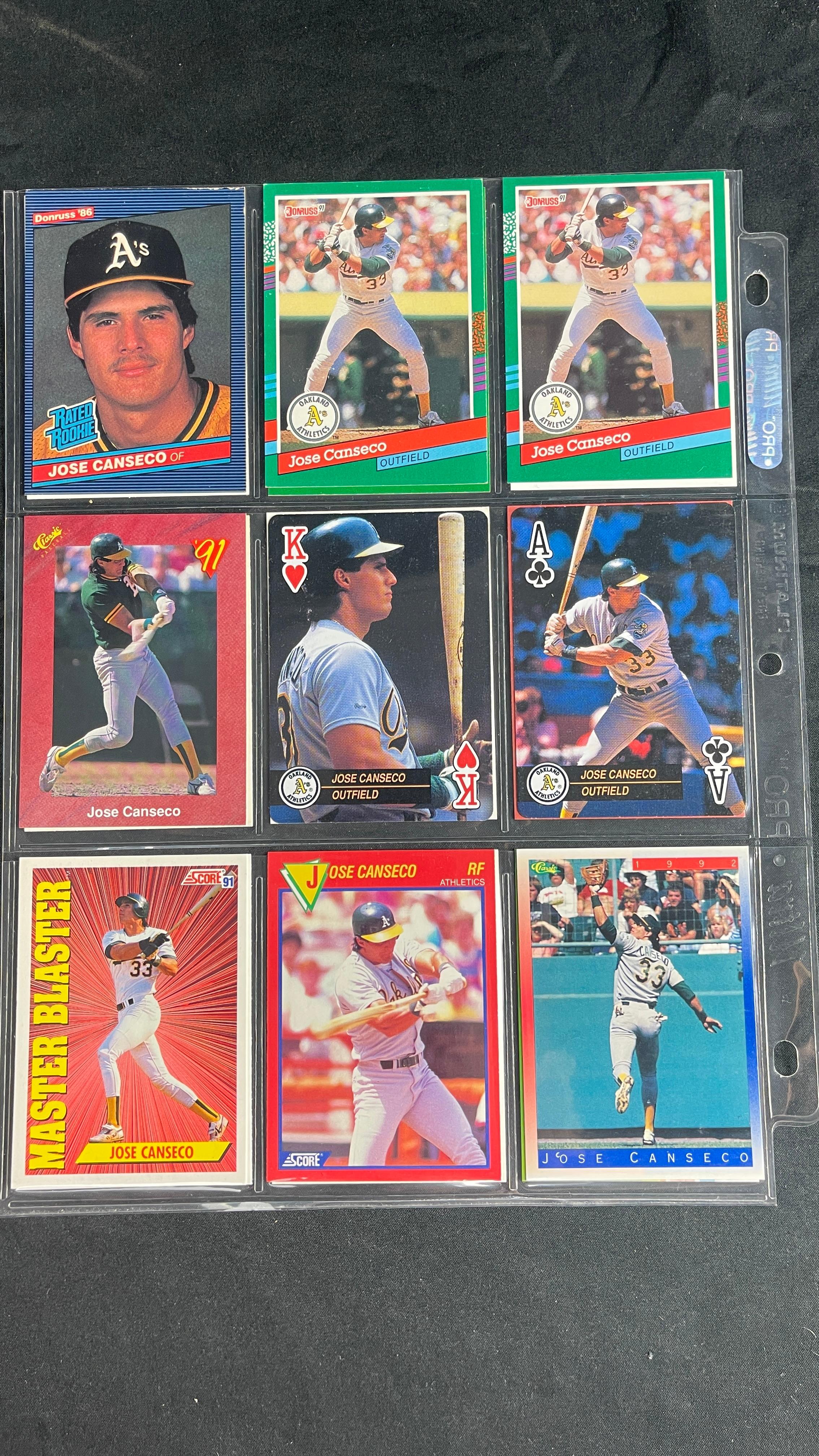 Vintage Jose Canseco Baseball Card Collection Lot
