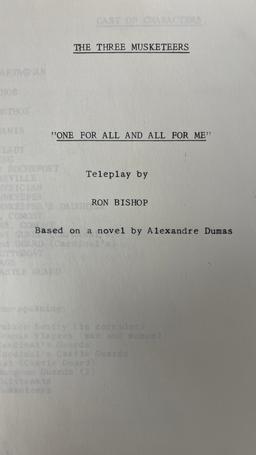 Vintage Warner Bros The Three Musketeers One For All and All For One Teleplay Script by Ron Bishop