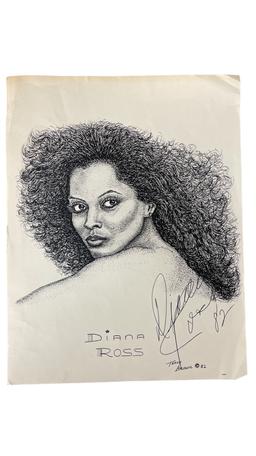 Terry Baldwin Vintage Diana Ross Lithograph Print Signed by Diana Ross