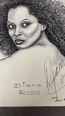 Terry Baldwin Vintage Diana Ross Lithograph Print Signed by Diana Ross