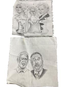 PRIMITIVE INMATE PRISON ART CELL PENCIL DRAWING CHICANO ON FABRIC