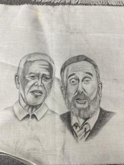 PRIMITIVE INMATE PRISON ART CELL PENCIL DRAWING CHICANO ON FABRIC