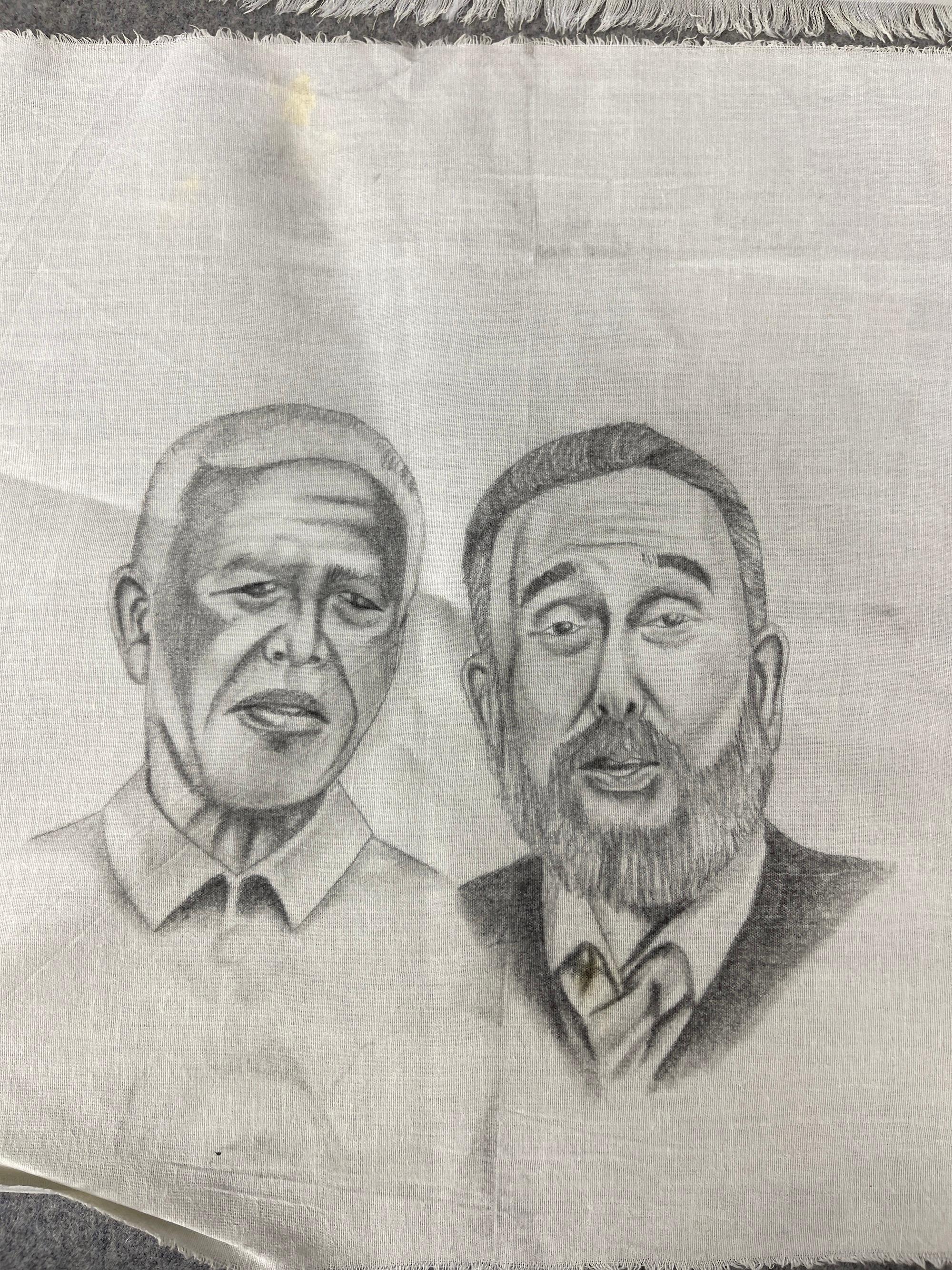PRIMITIVE INMATE PRISON ART CELL PENCIL DRAWING CHICANO ON FABRIC