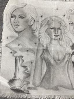 PRIMITIVE INMATE PRISON ART CELL PENCIL DRAWING CHICANO ON FABRIC