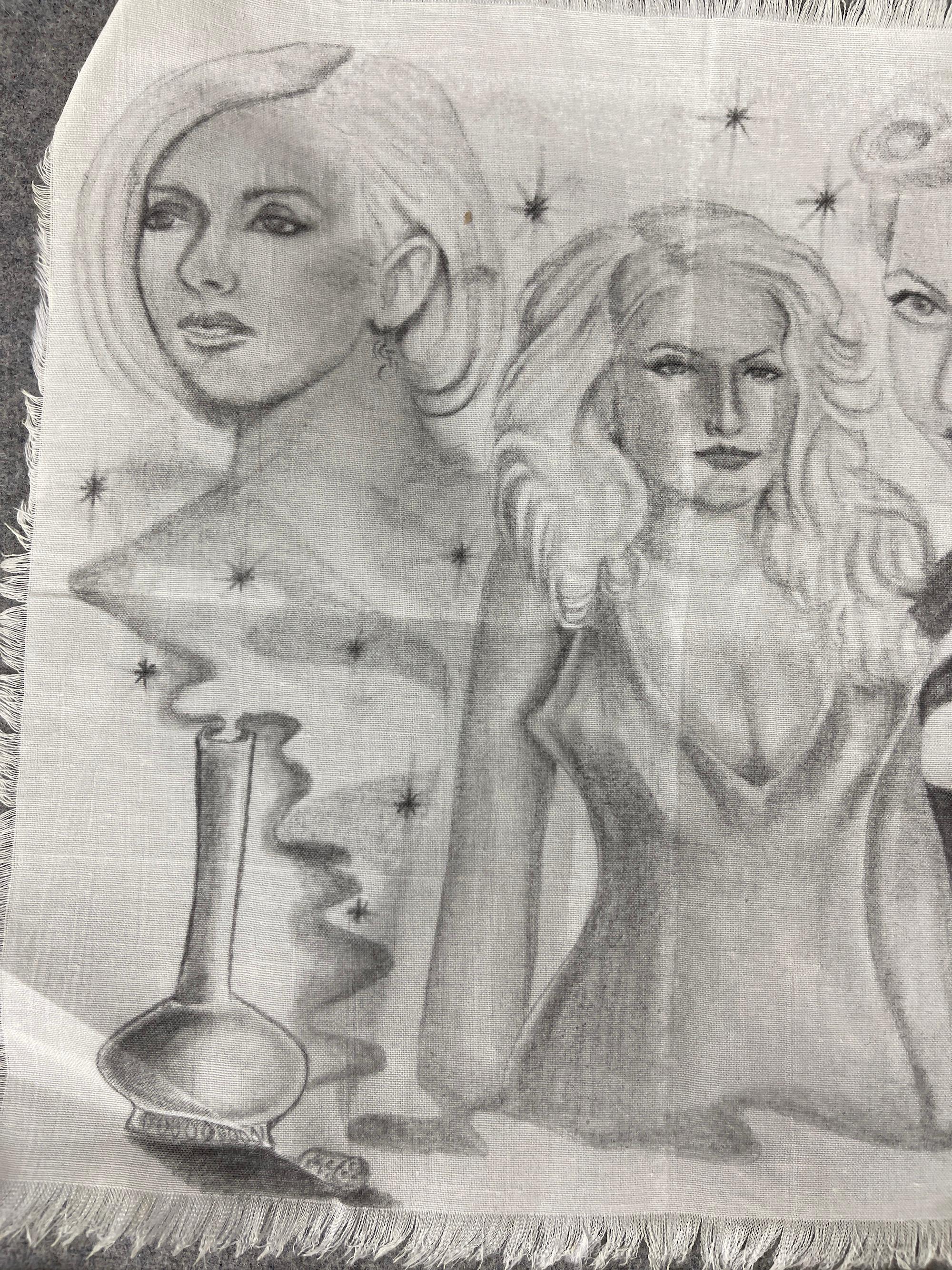 PRIMITIVE INMATE PRISON ART CELL PENCIL DRAWING CHICANO ON FABRIC