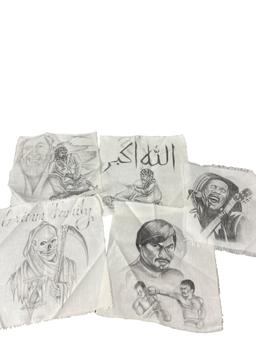 PRIMITIVE INMATE PRISON ART CELL PENCIL DRAWING CHICANO ON FABRIC