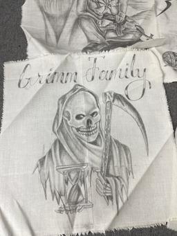 PRIMITIVE INMATE PRISON ART CELL PENCIL DRAWING CHICANO ON FABRIC