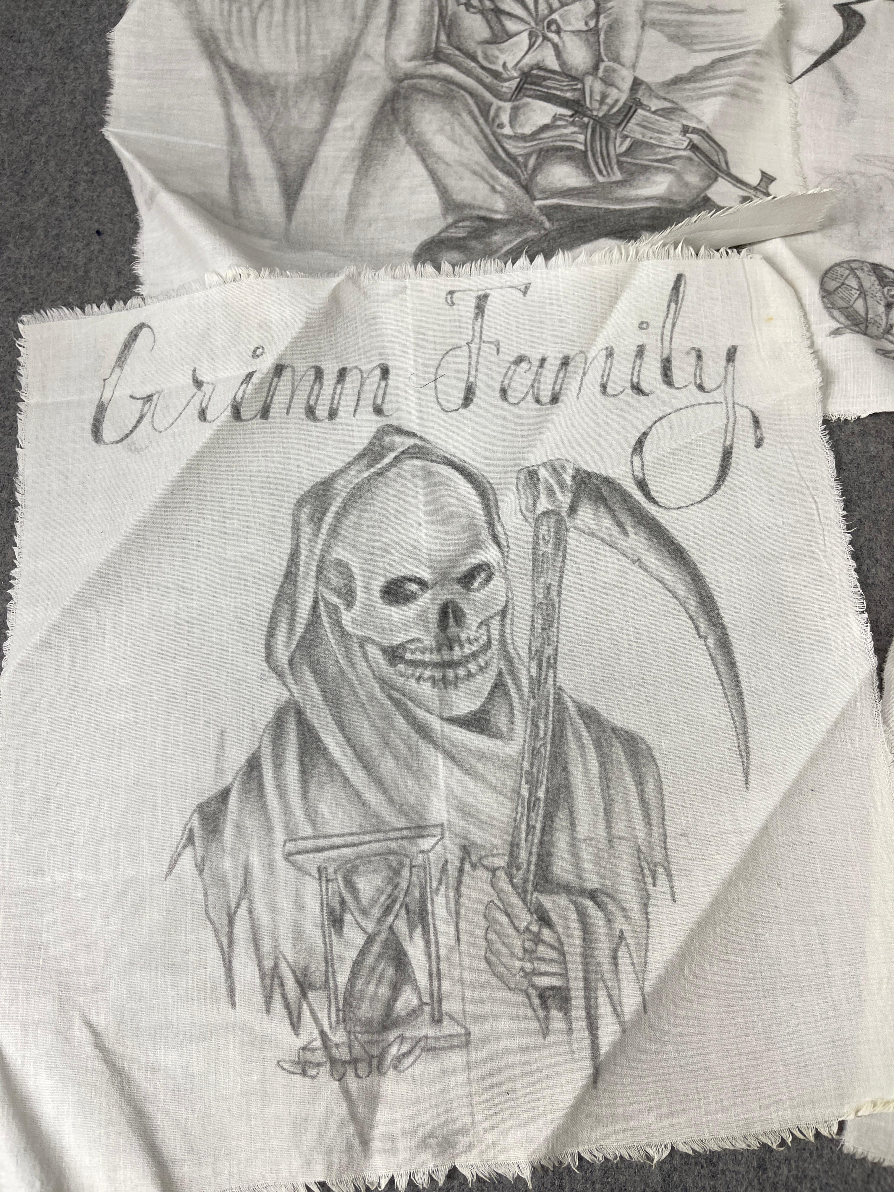 PRIMITIVE INMATE PRISON ART CELL PENCIL DRAWING CHICANO ON FABRIC
