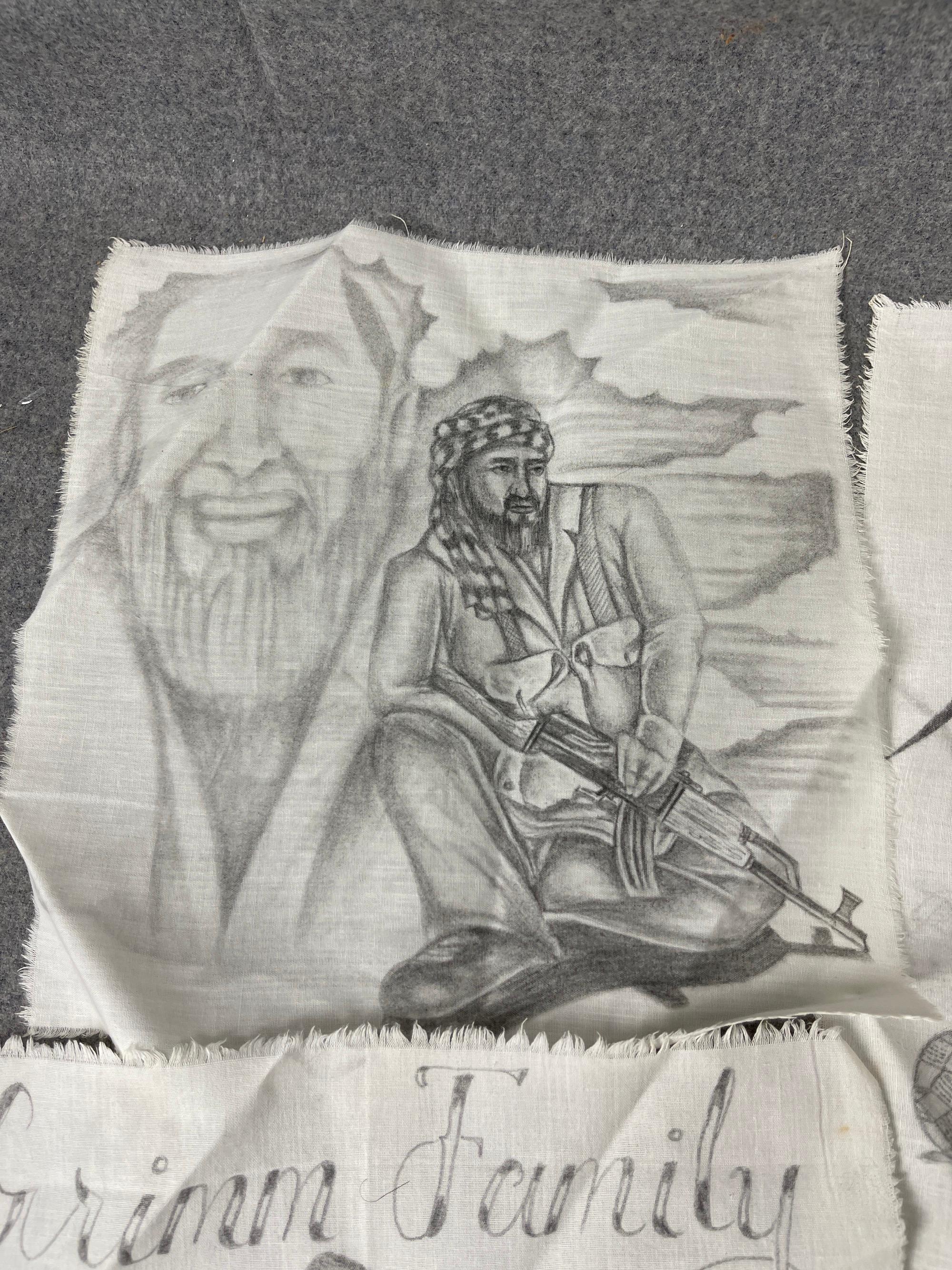 PRIMITIVE INMATE PRISON ART CELL PENCIL DRAWING CHICANO ON FABRIC