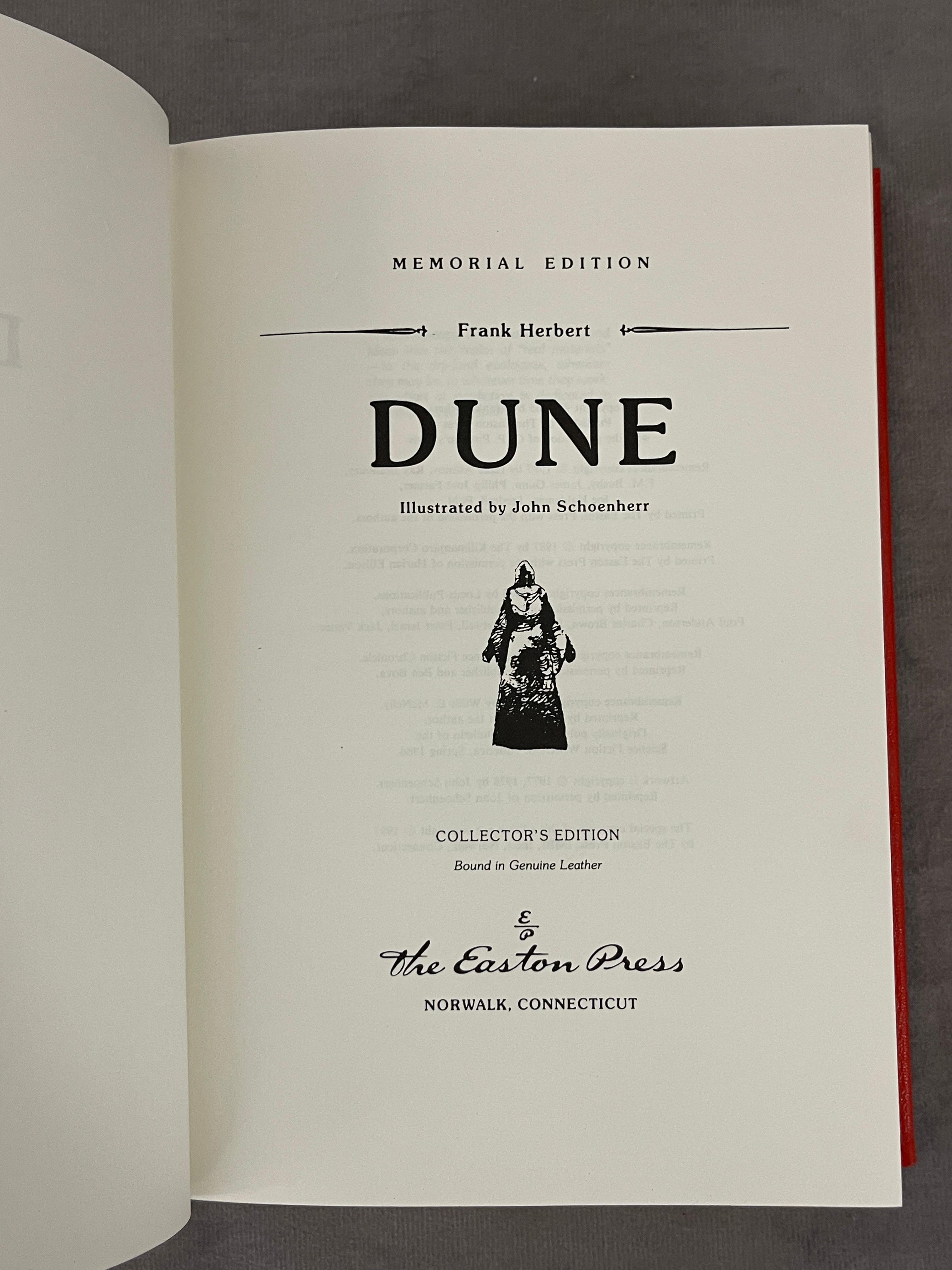 Dune by Frank Herbert Memorial Collectors Edition Easton Press Hardcover Leather Book