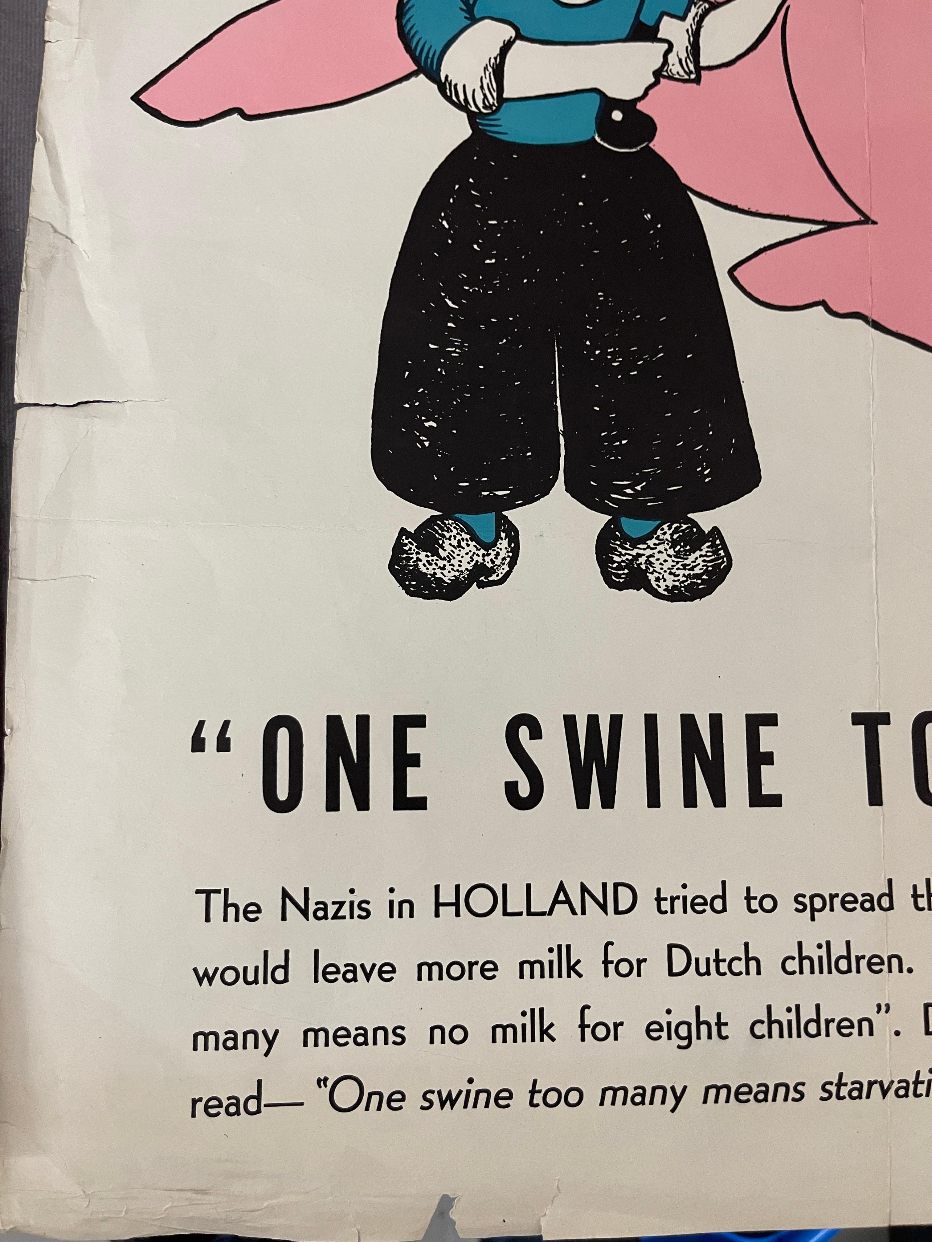 United Nations Fight For Freedom and One Swine Too Many WW2 Propaganda Posters