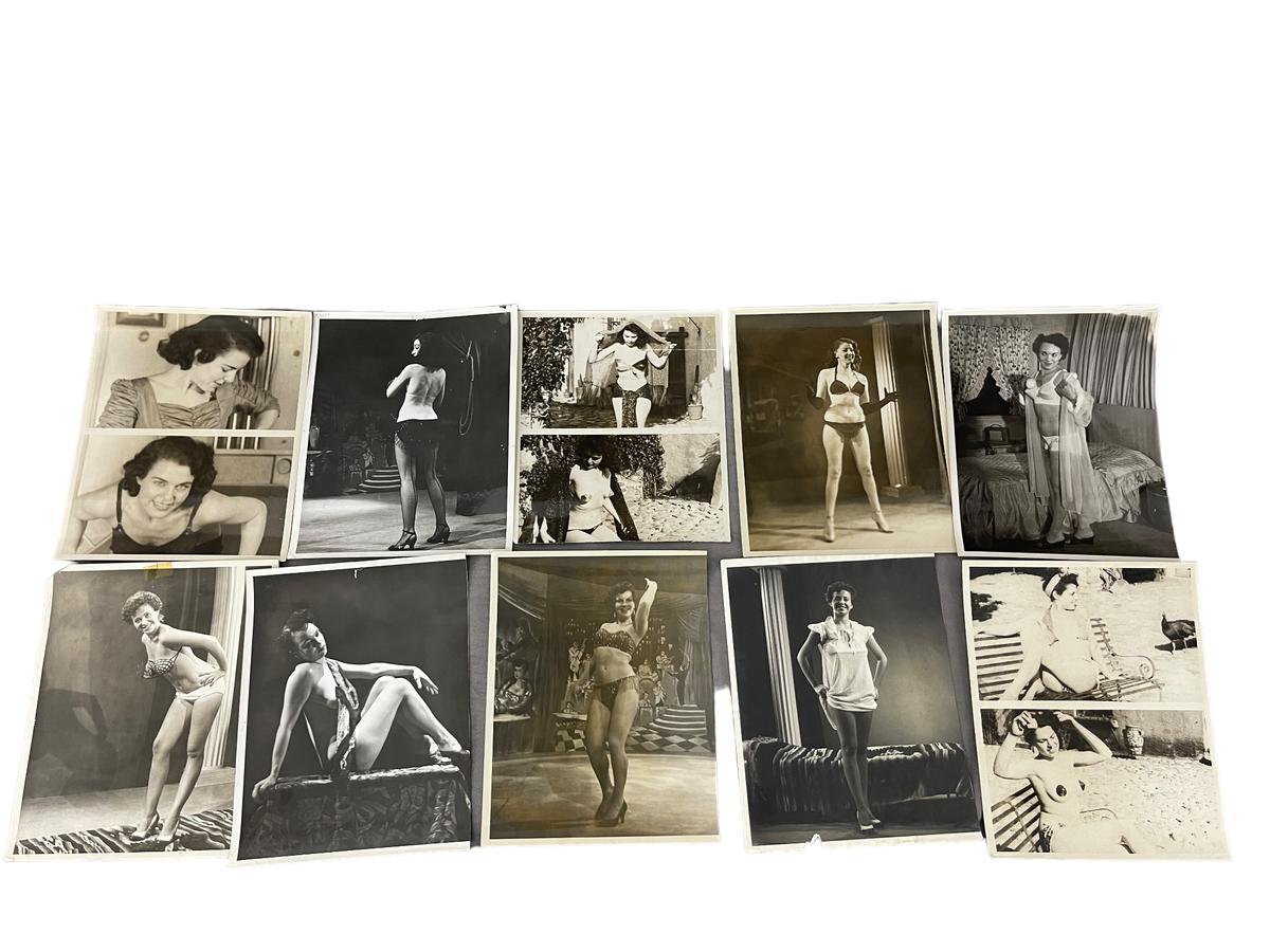 Vintage 1950's Original Burlesque Nude Pin up Model Risque Photo 8x10 Black & White Photographs